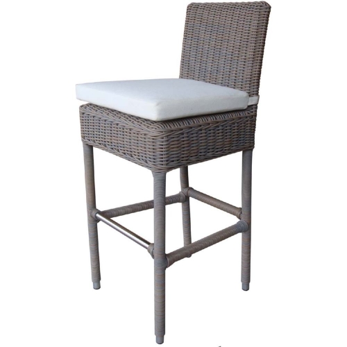 Outdoor Boca Bar Stool in Kubu Grey All Weather Wicker w/ Outdoor Cushion